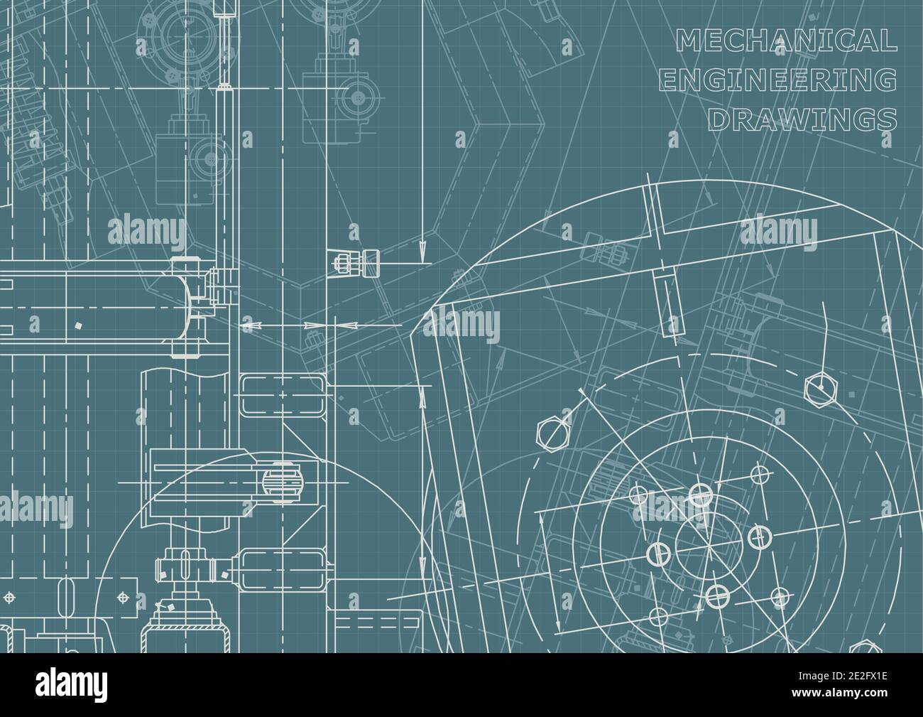 Mechanical instrument making. Technical Corporate Identity. Technical illustration. Blueprint Stock Vector