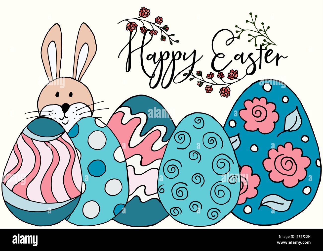 Easter bunny. Easter illustration. Holiday card, wrapping, background. Easter poster. Happy Easter Stock Vector