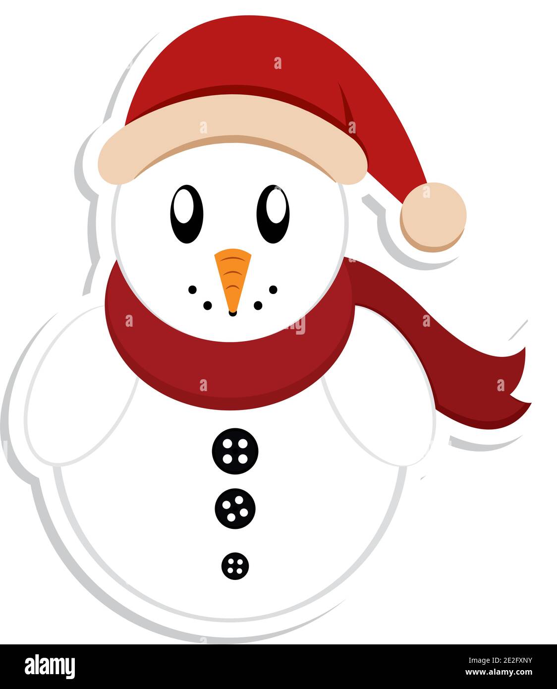 Isolated snowman sticker. Christmas character - Vector illustration ...