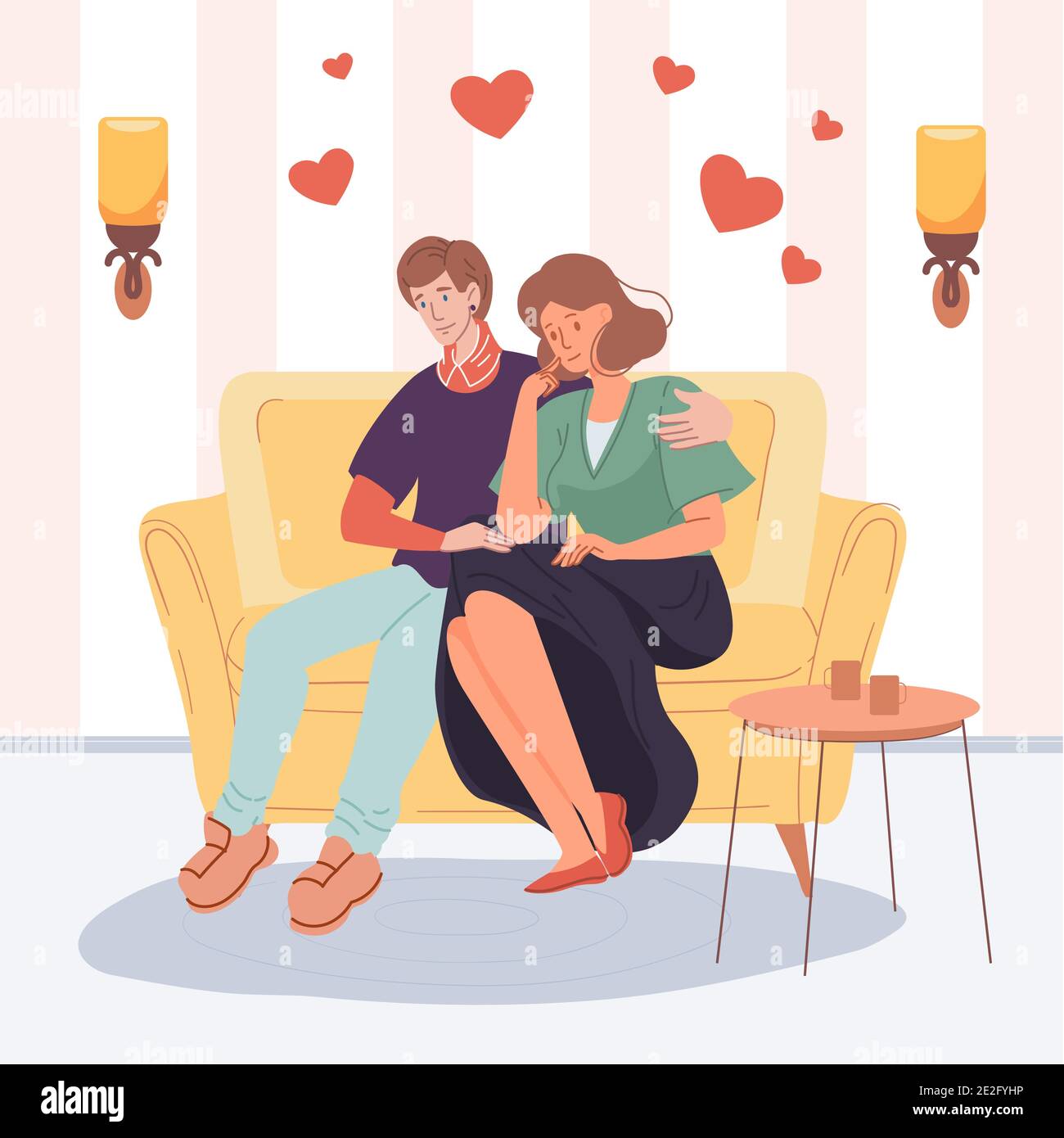 Flat cartoon characters lovers couple romantic date,vector illustration  Stock Vector Image & Art - Alamy