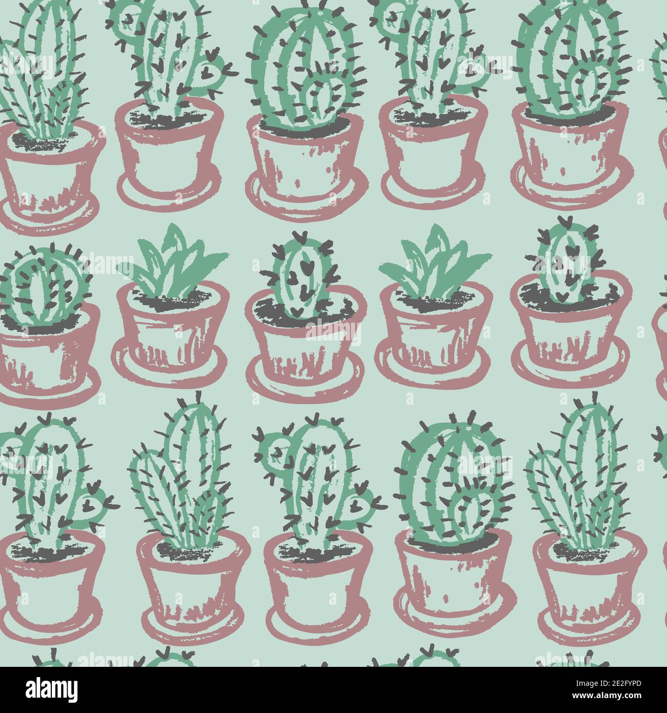 Seamless drawing. Colored wax crayons. Icons, signs, symbols, pins. Home  plants. Cactus Stock Vector Image & Art - Alamy