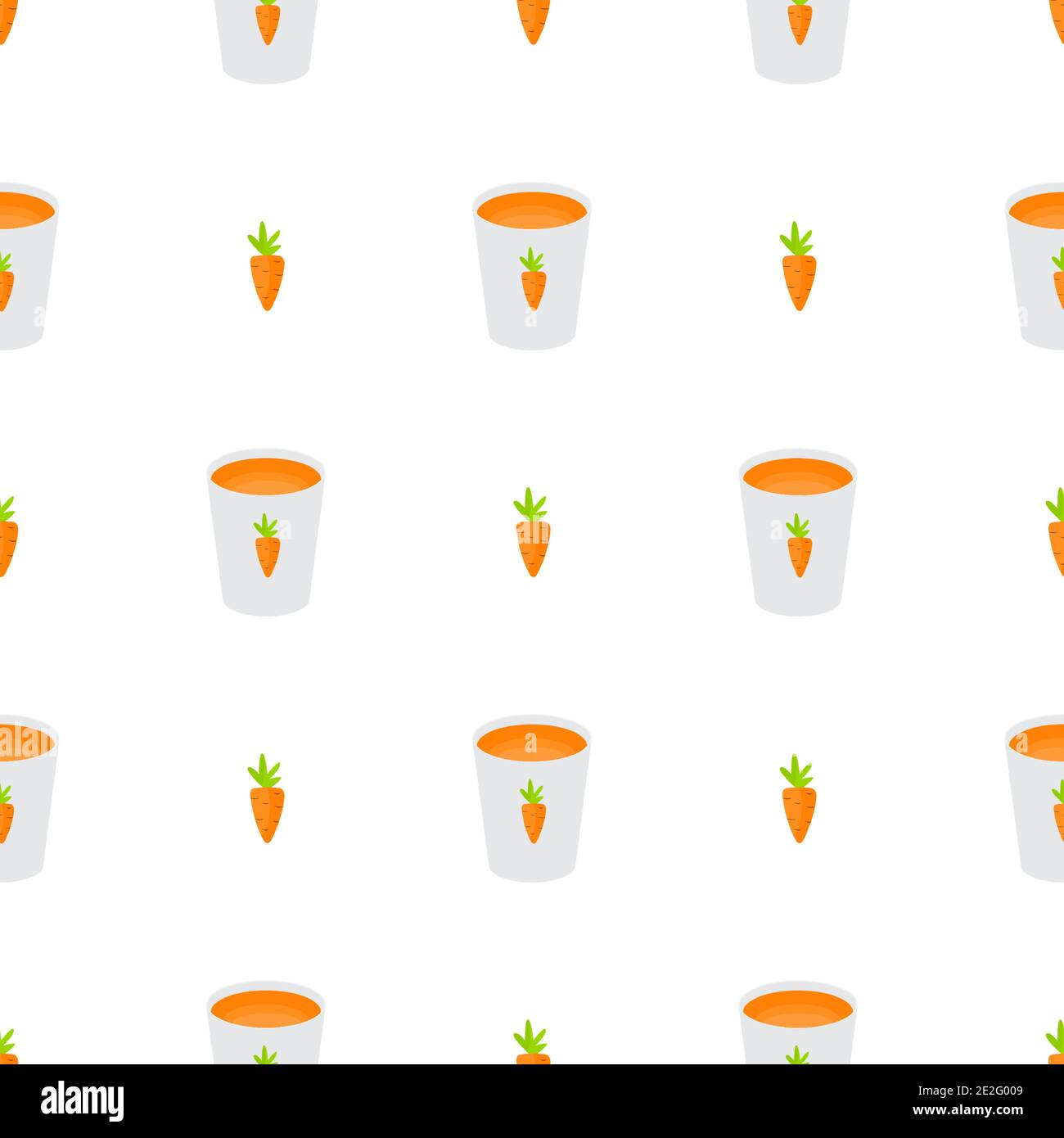 Vitamin Carrot Juice Glass Cup Simple Seamless Pattern Background. Vector Illustration Stock Vector