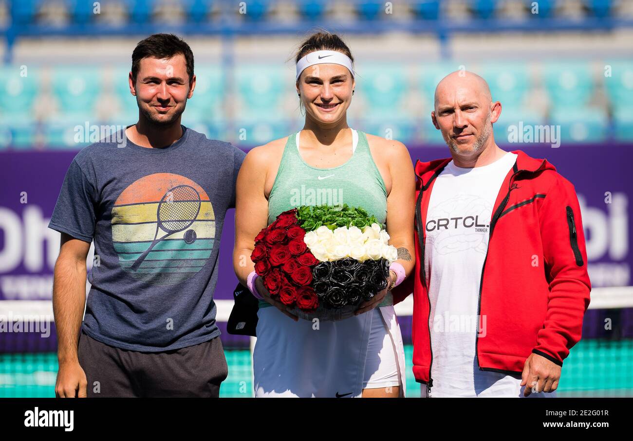 Aryna Sabalenka Of Belarus With Her Team Coaches After Winning The aryna-sabalenka-of-belarus-with-her-team-coaches-after-winning-the