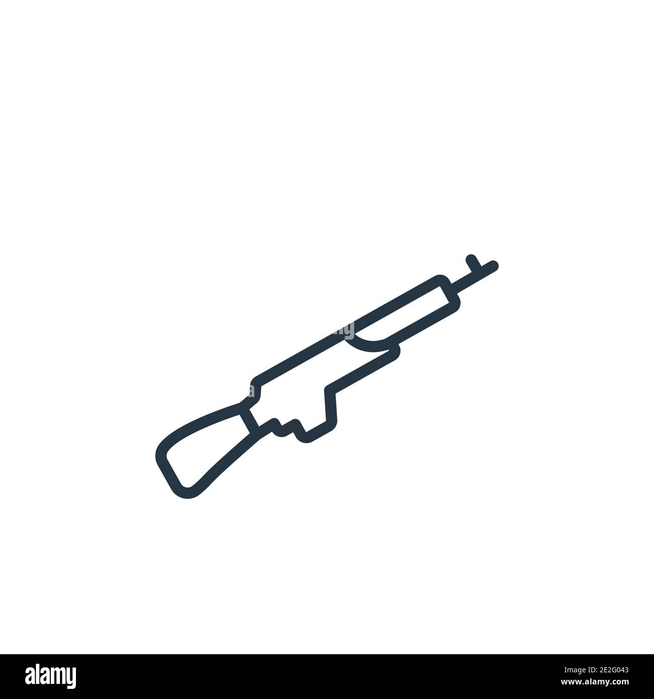 Bayonet on rifle outline vector icon. Thin line black bayonet on rifle icon, flat vector simple element illustration from editable army concept isolat Stock Vector