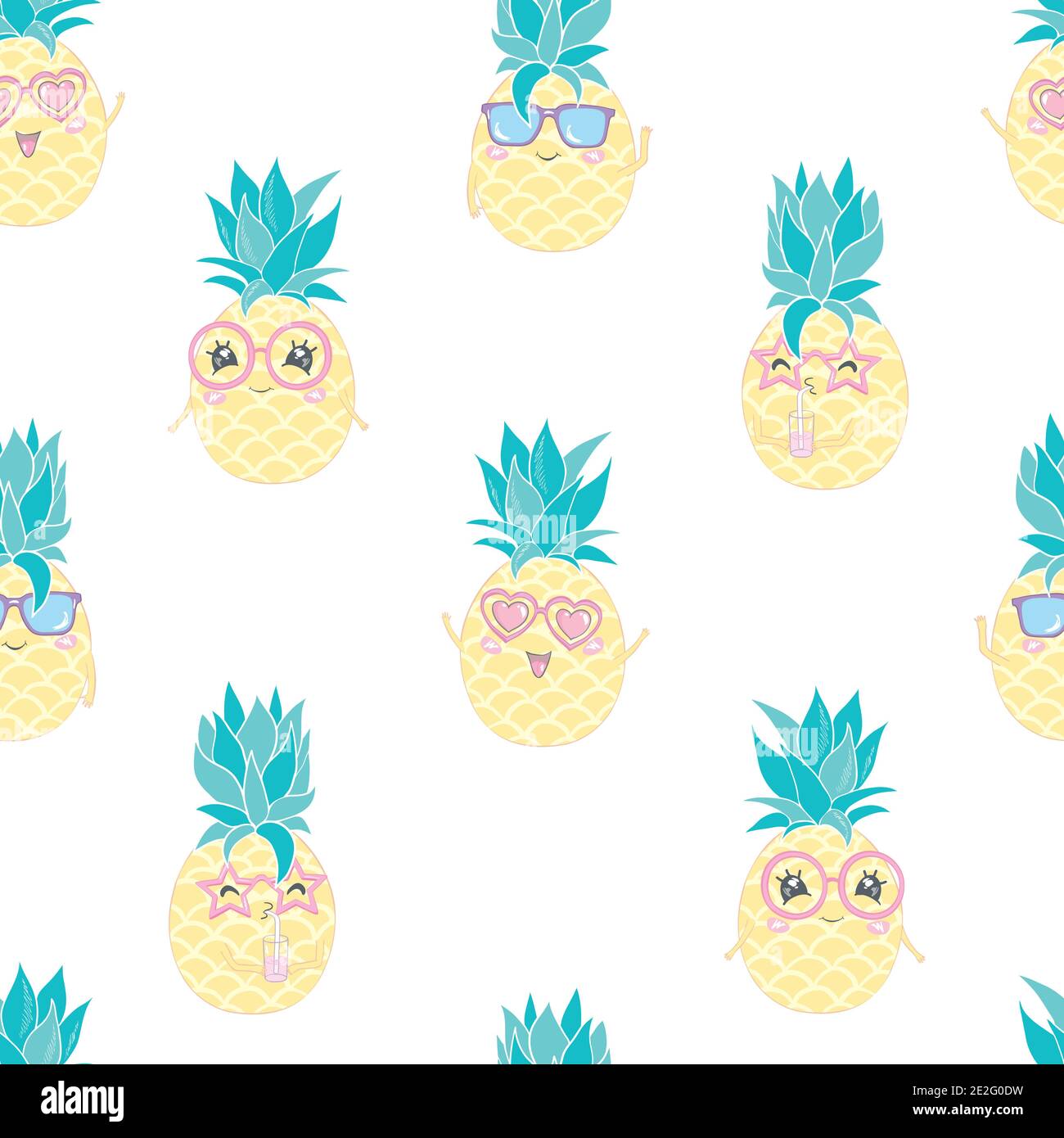seamless pineapple, vector, illustration, pattern Stock Vector