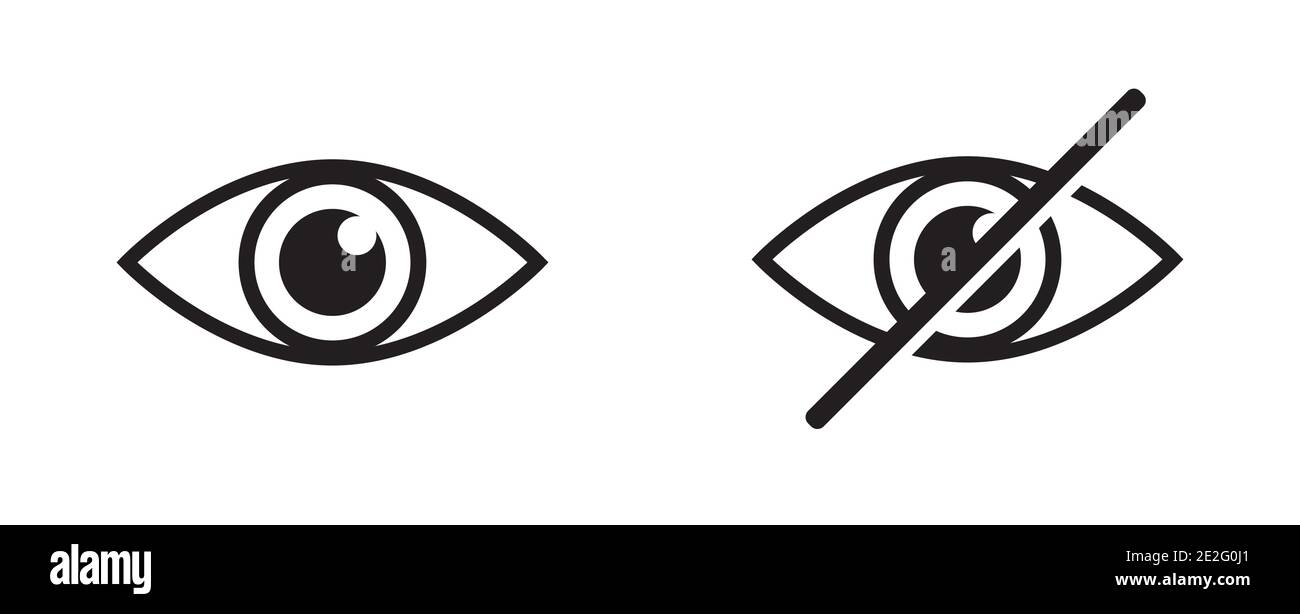 Simple eye symbol vector. View pictogram. Do not watch icon. Isolated on white Stock Vector