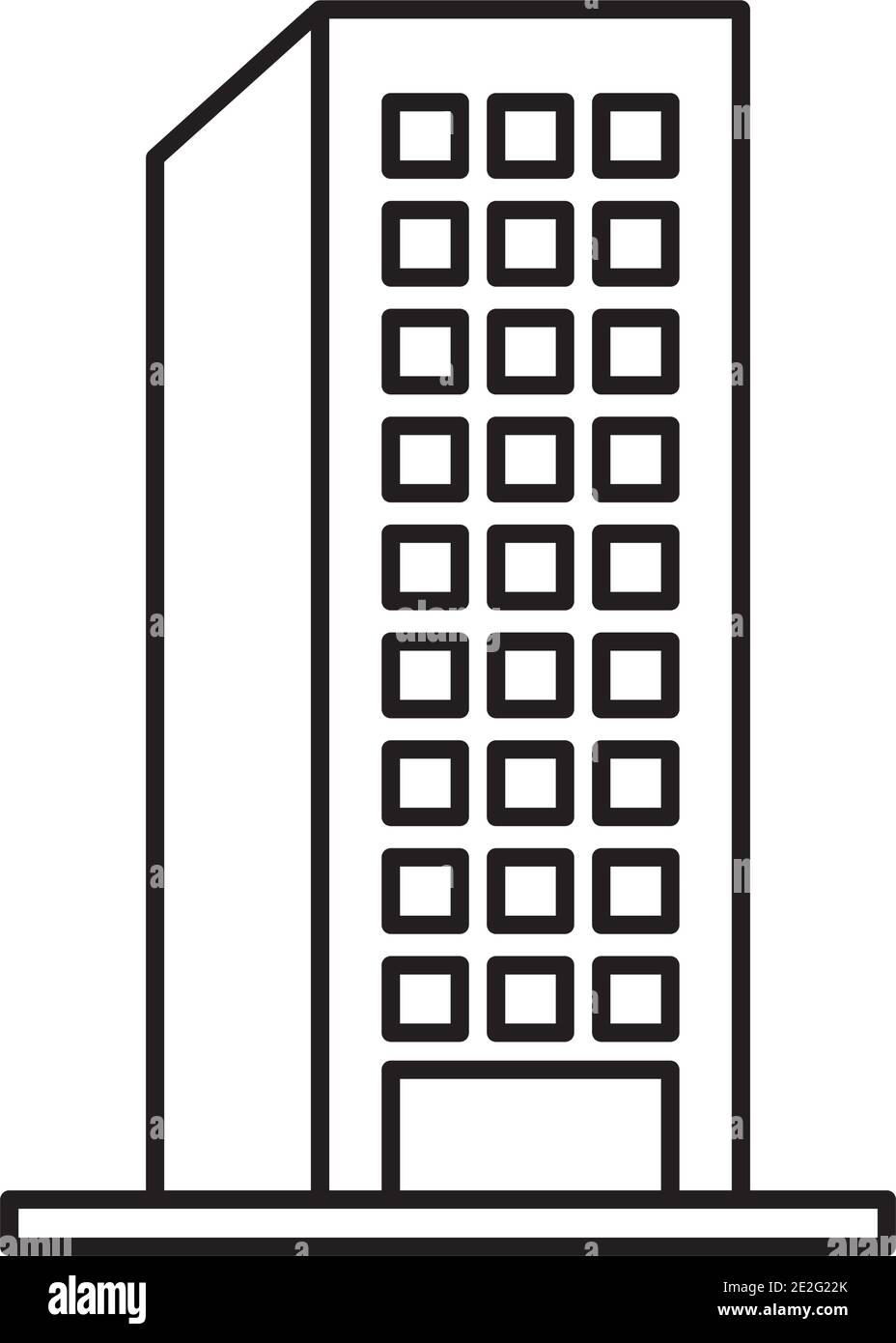 city building icon over white background, line style, vector ...