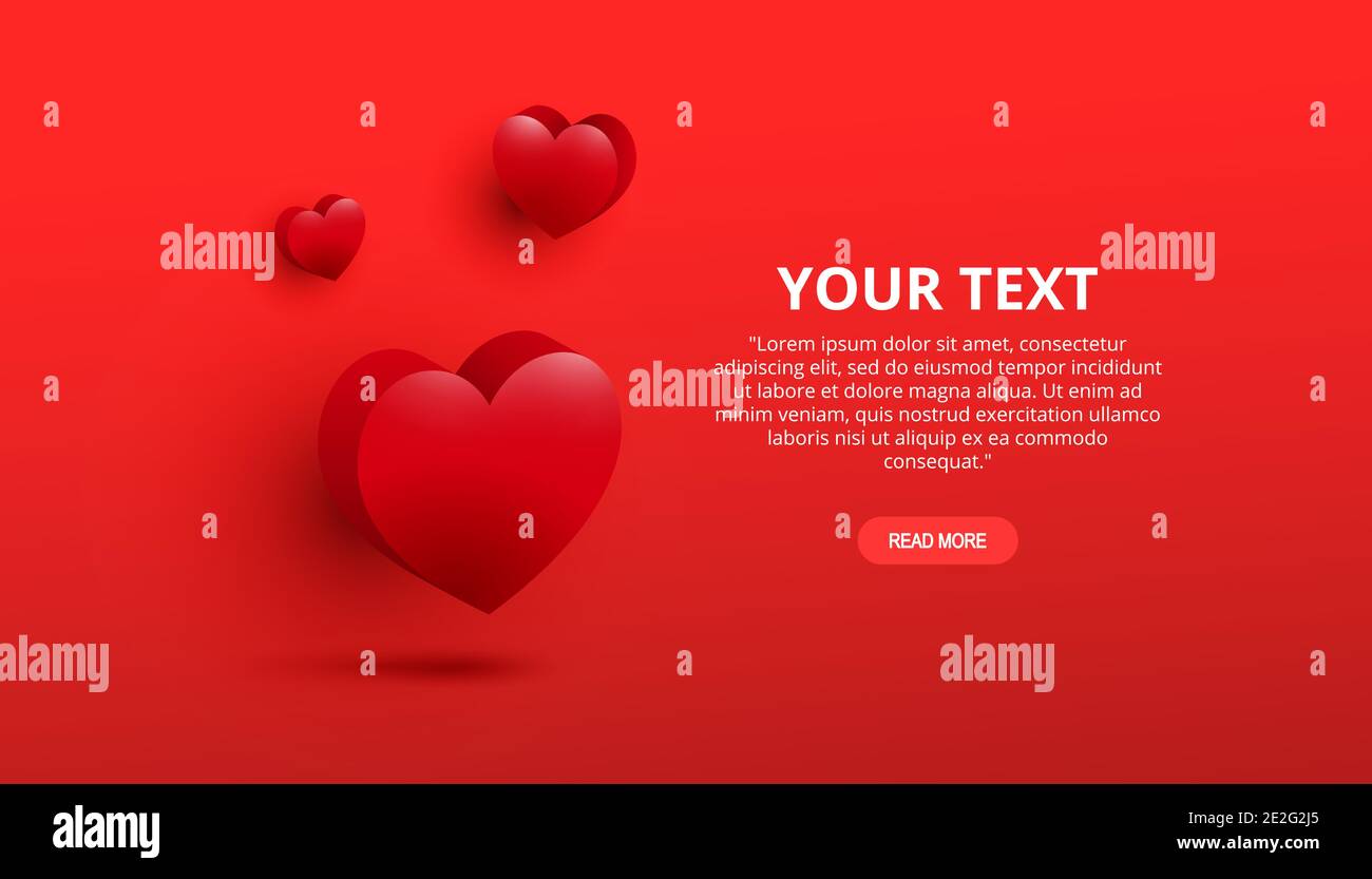 Valentines day red sweet hearts and place for text on a red background ...