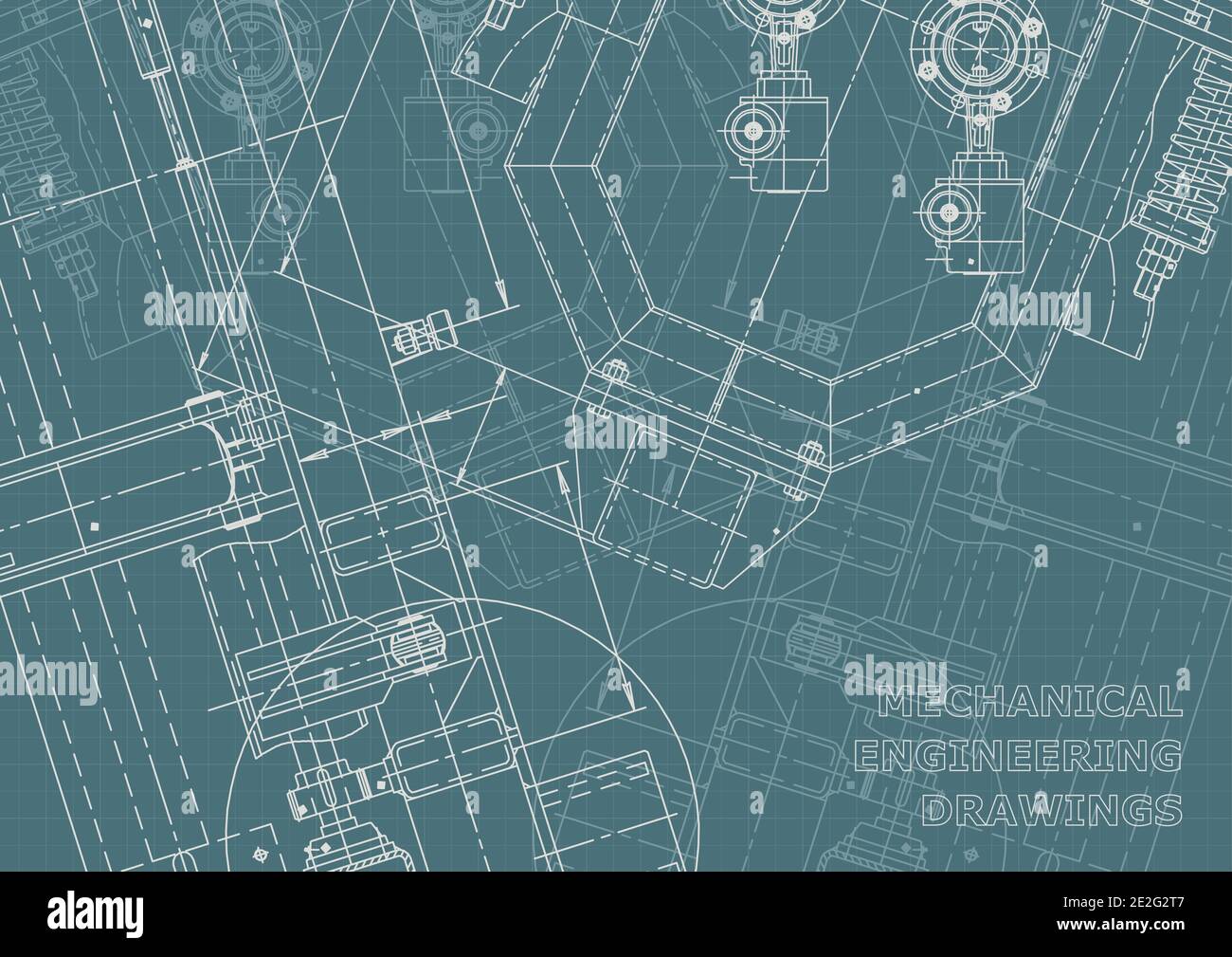 Corporate Identity. Blueprint. Vector engineering drawings. Mechanical instrument making Stock Vector
