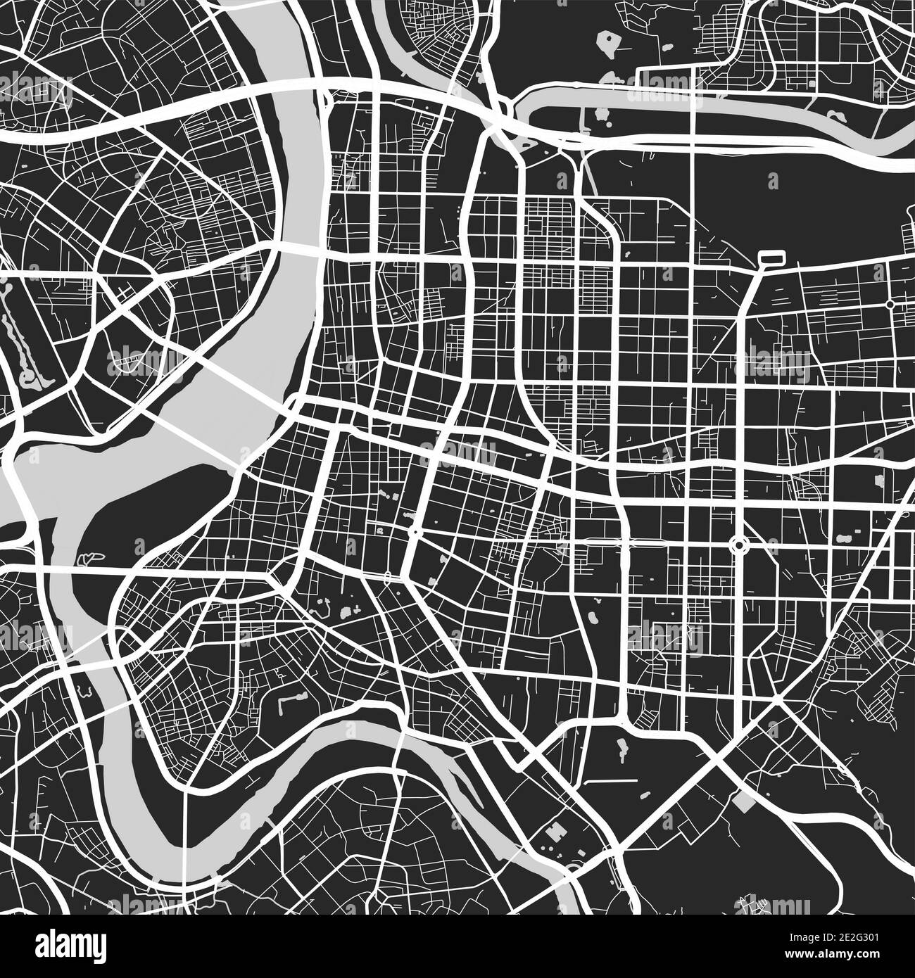 Urban city map of Taipei. Vector illustration, Taipei map grayscale art poster. Street map image with roads, metropolitan city area view. Stock Vector