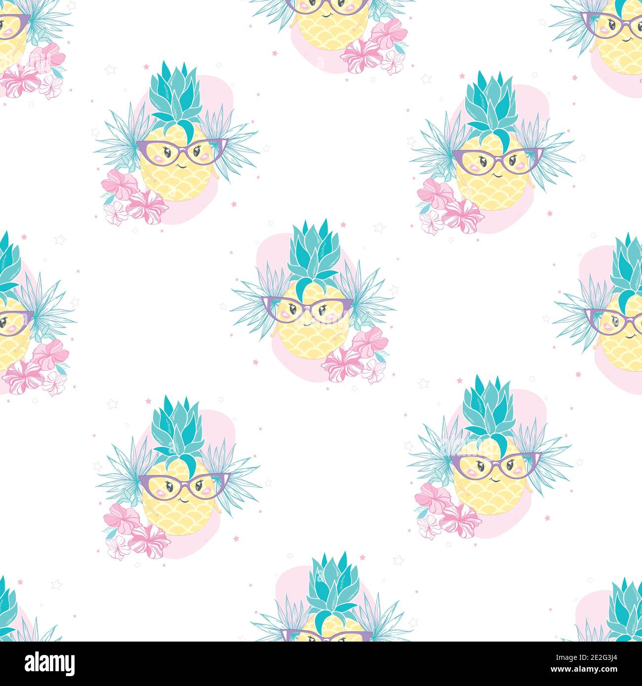 seamless pineapple, vector, illustration, pattern Stock Vector