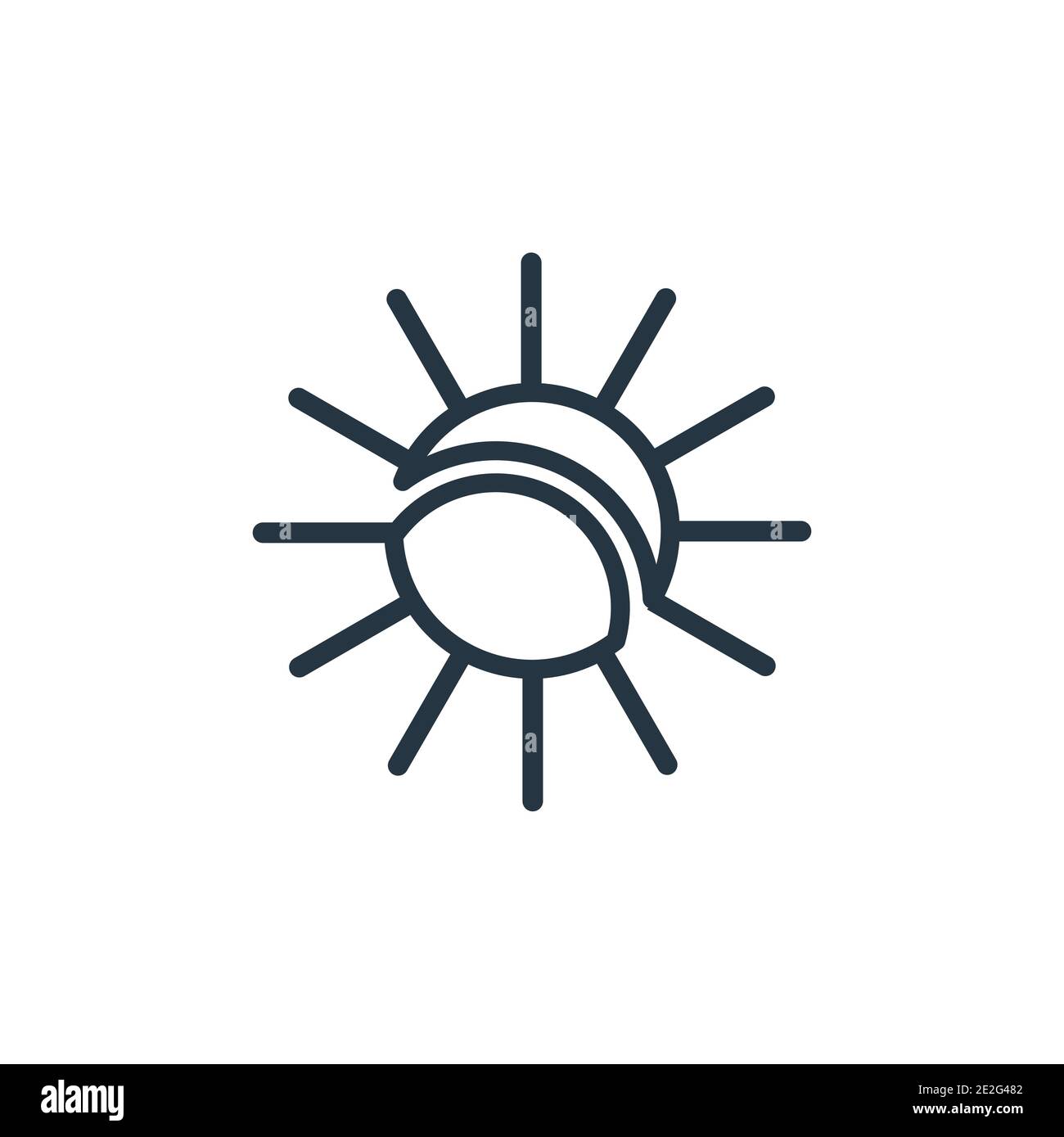 Sun outline vector icon. Thin line black sun icon, flat vector simple ...