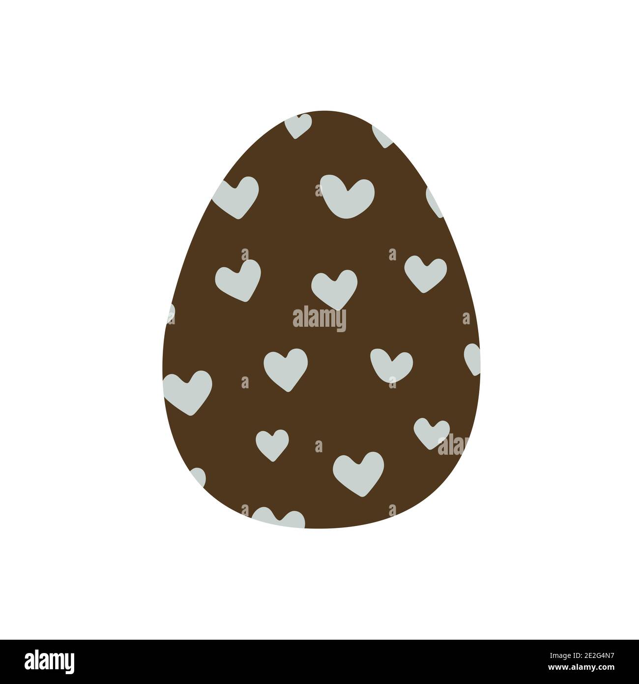 Easter egg decorated with blue hearts. Traditional food for the Orthodox and Catholic holidays. Happy easter. Colorful vector illustration isolated. I Stock Vector