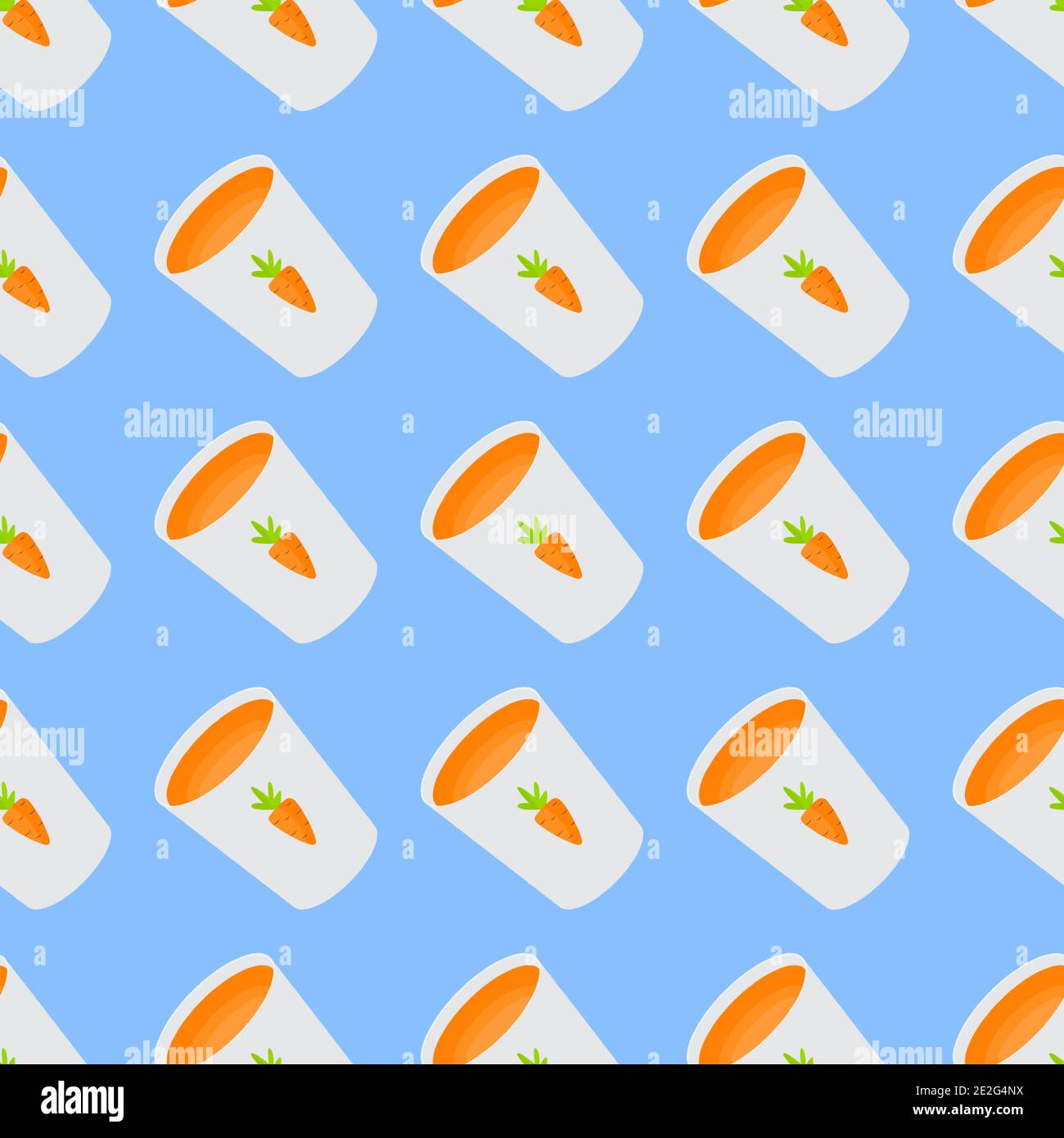 Vitamin Carrot Juice Glass Cup Simple Seamless Pattern Background. Vector Illustration Stock Vector