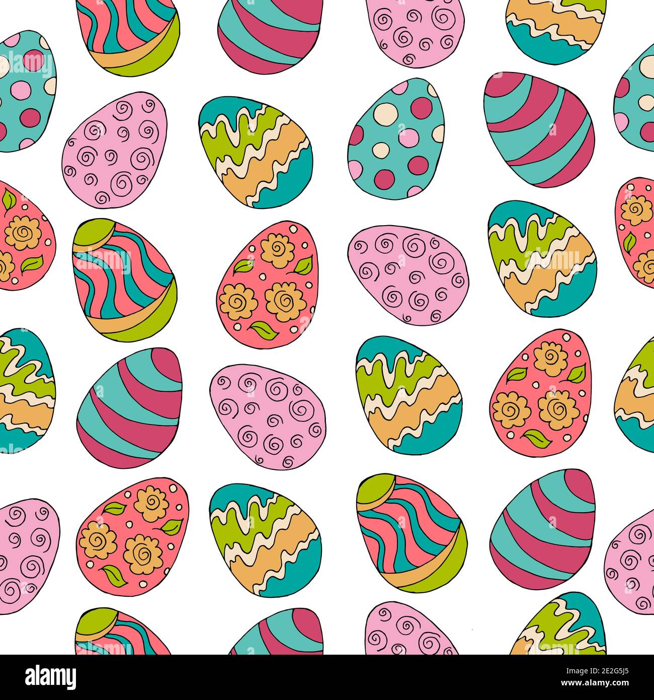 Seamless pattern, background. Festive textiles packaging. Happy Easter. Hand draw. Spring sunny illustration Stock Vector