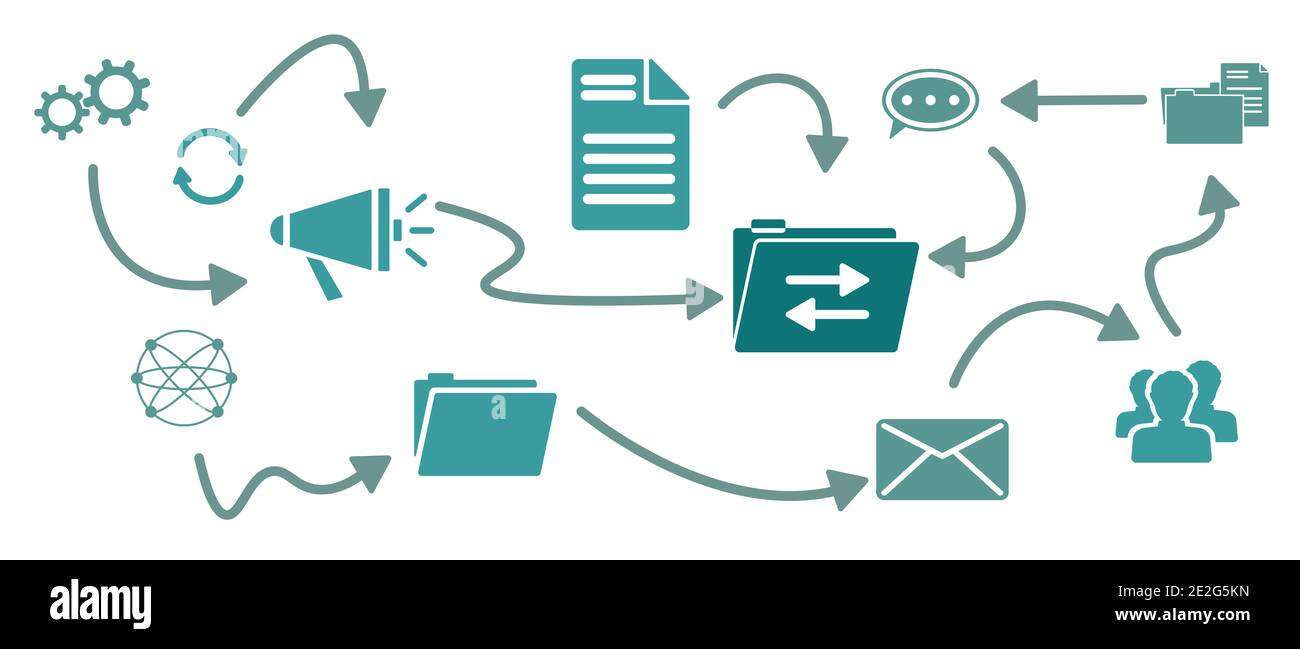 Concept of data exchange with connected icons Stock Photo Alamy