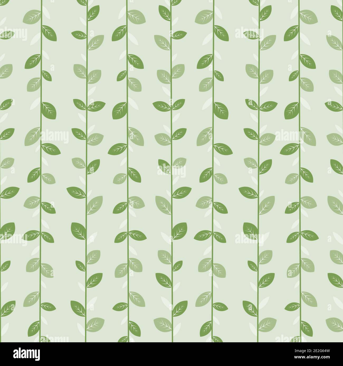 Green leaves natural pattern with graceful branches. Vector illustration Stock Vector