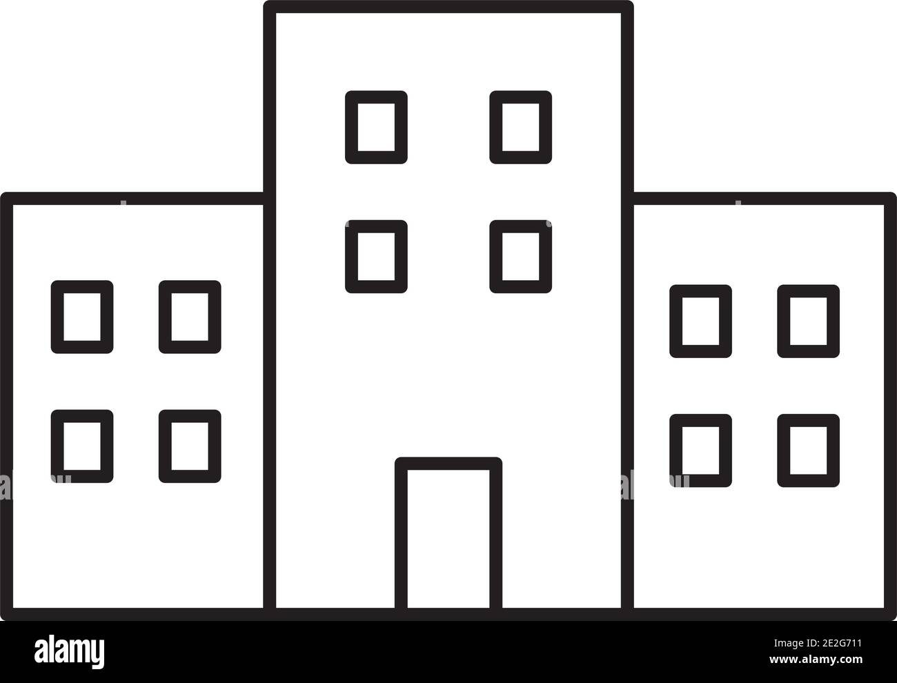 city building icon over white background, line style, vector ...