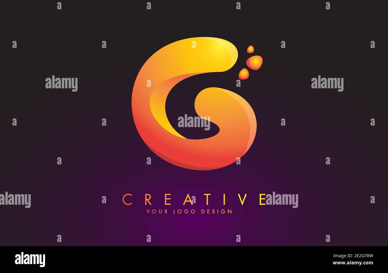 G Letter Logo Design with Dots. Vector Lettering Illustration of Orange ...