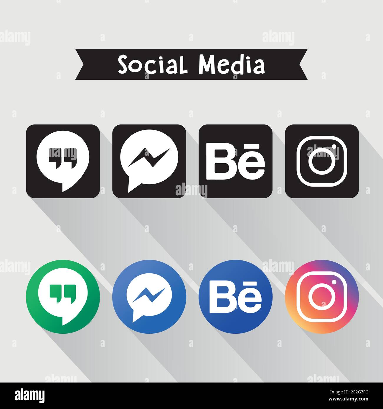 Icon set of social media logos over white background, colorful and ...