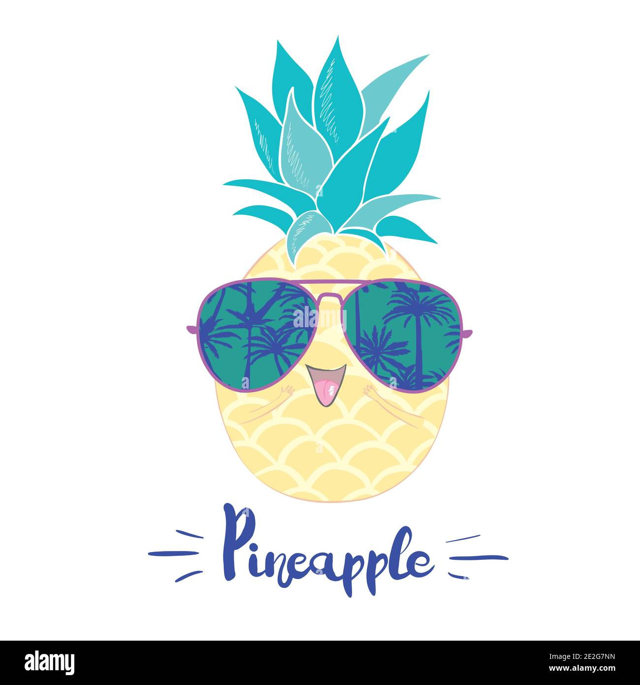 Cute vector pineapple illustration. Cartoon funny graphic food ...