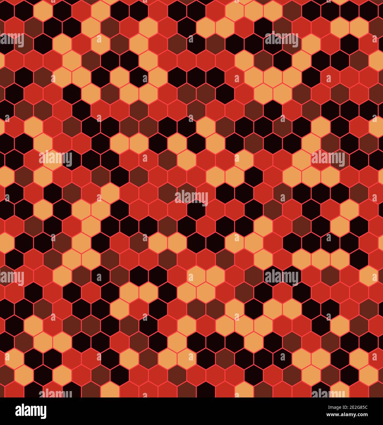 Hexagon Urban Fire Camouflage seamless patterns Stock Vector