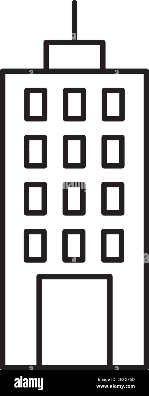 icon of hotel building over white background, line style, vector ...