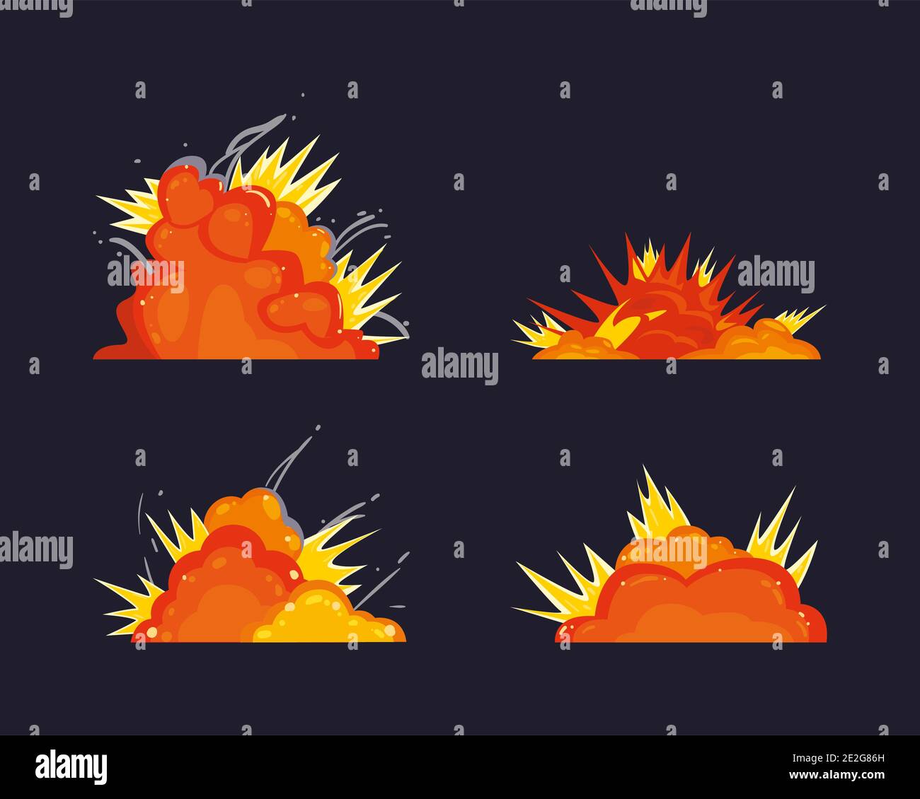 Military explosion icon set design, Weapon destruction war and boom ...