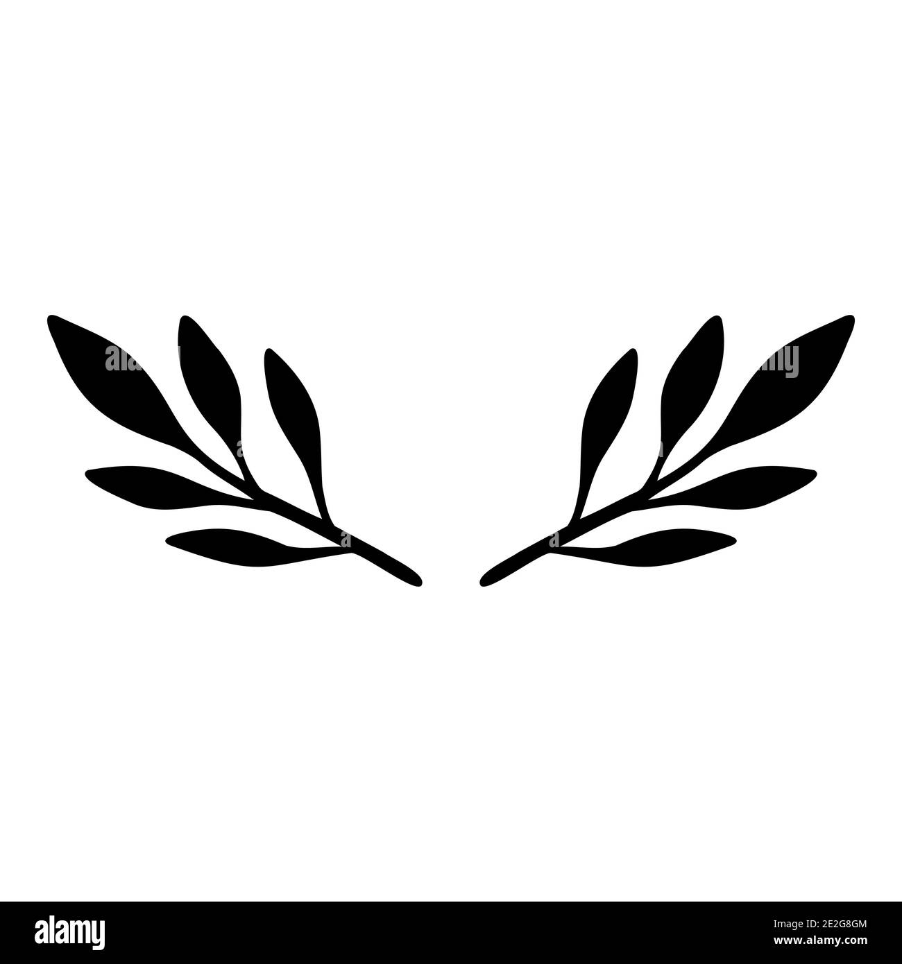 Leaves branch. Black on white Hand drawn Vector Branch with leaves. Floral simple illustration. Botanical ink contour. Minimalism line art. . Vector illustration Stock Vector