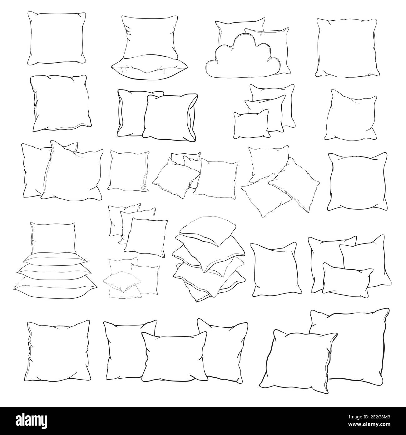 vector illustration of pillow, art, isolated, white, bed Stock Vector