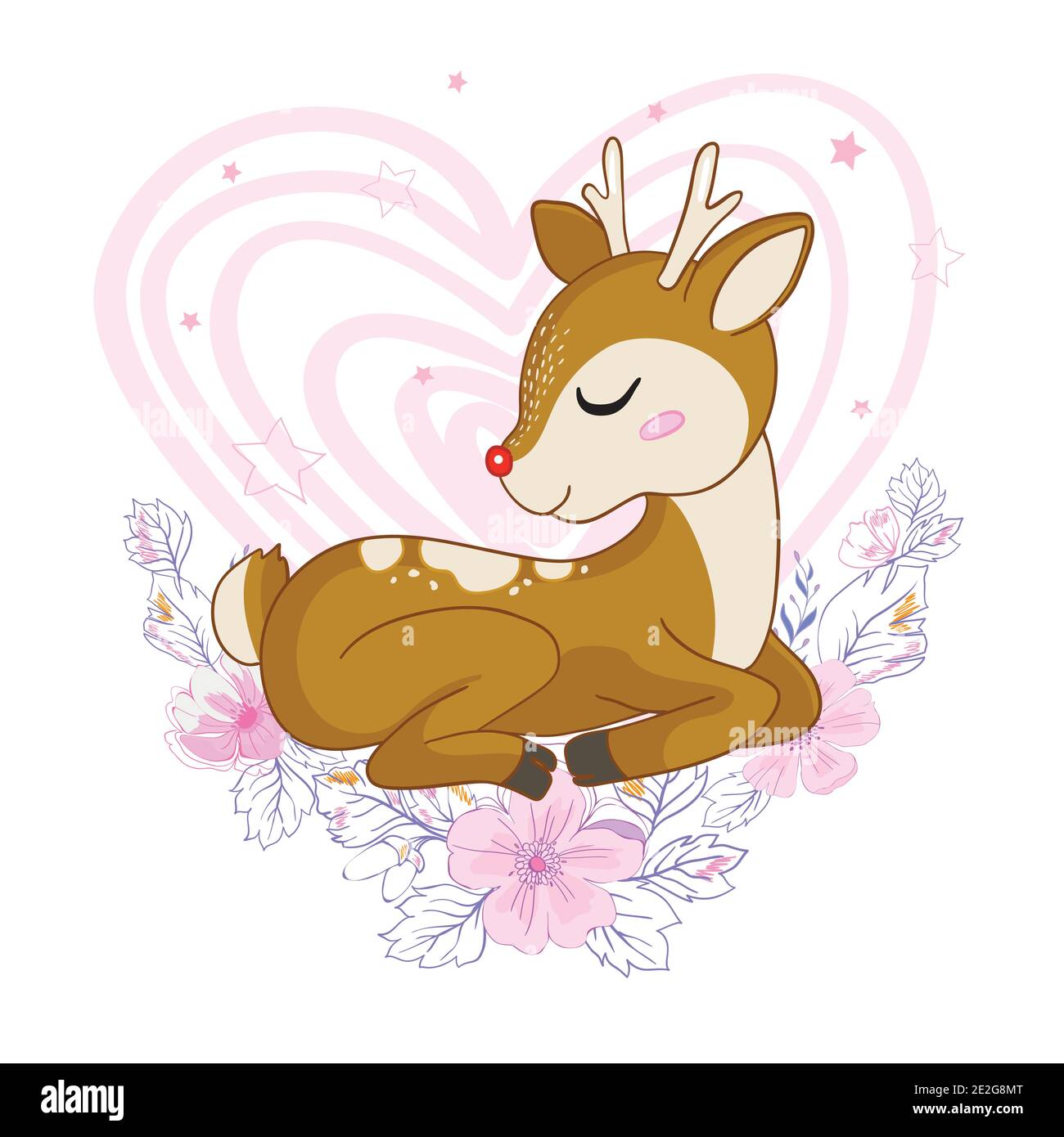 Vector illustration of a cute deer with a heart . Stock Vector