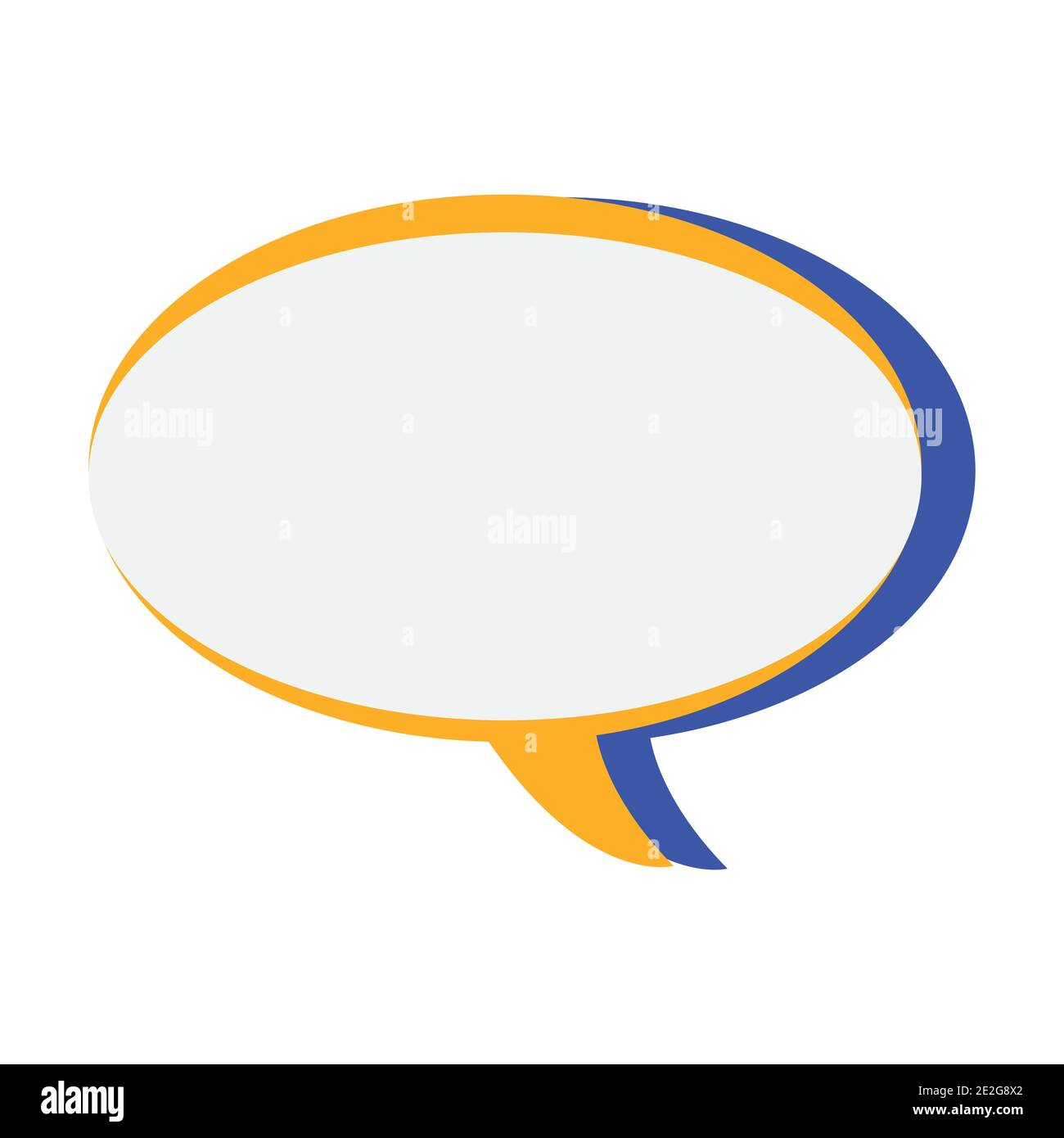 orange and blue single speech bubble on white backdrop Stock Vector