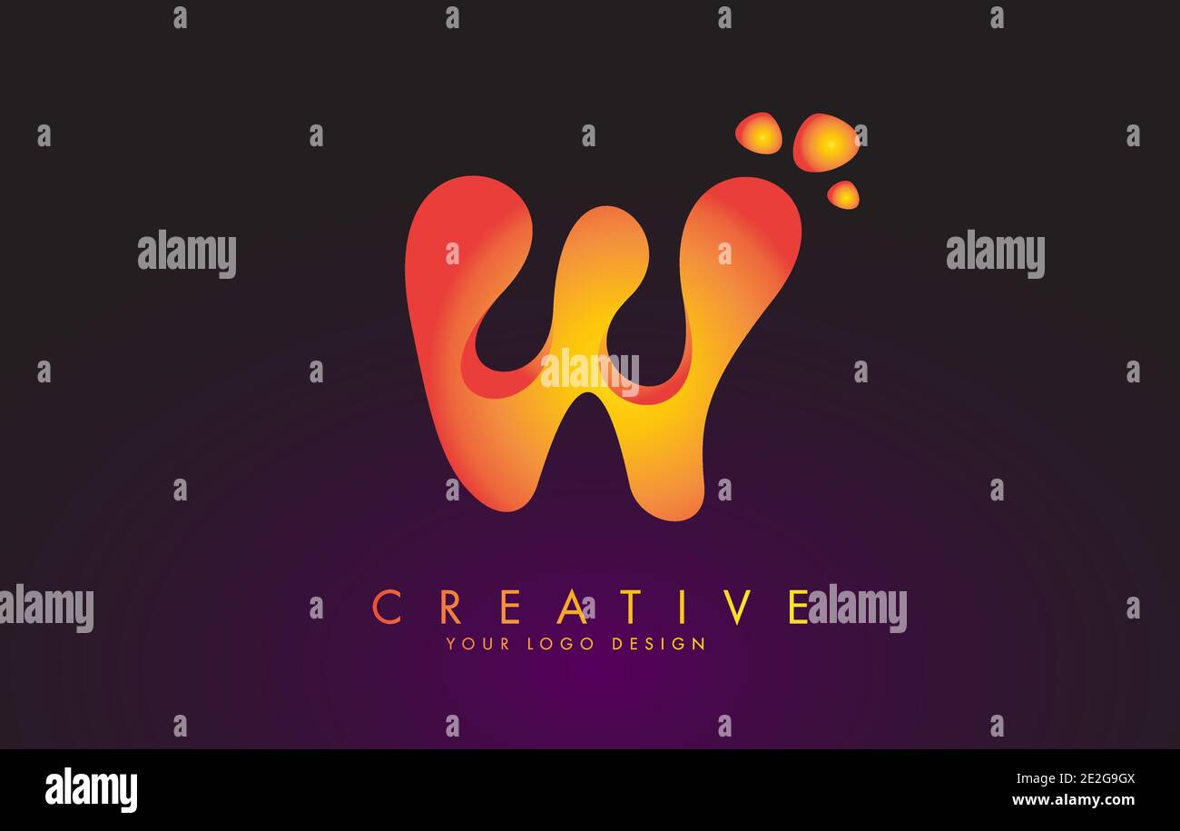 W Letter Logo Design with Dots. Vector Lettering Illustration of Orange ...