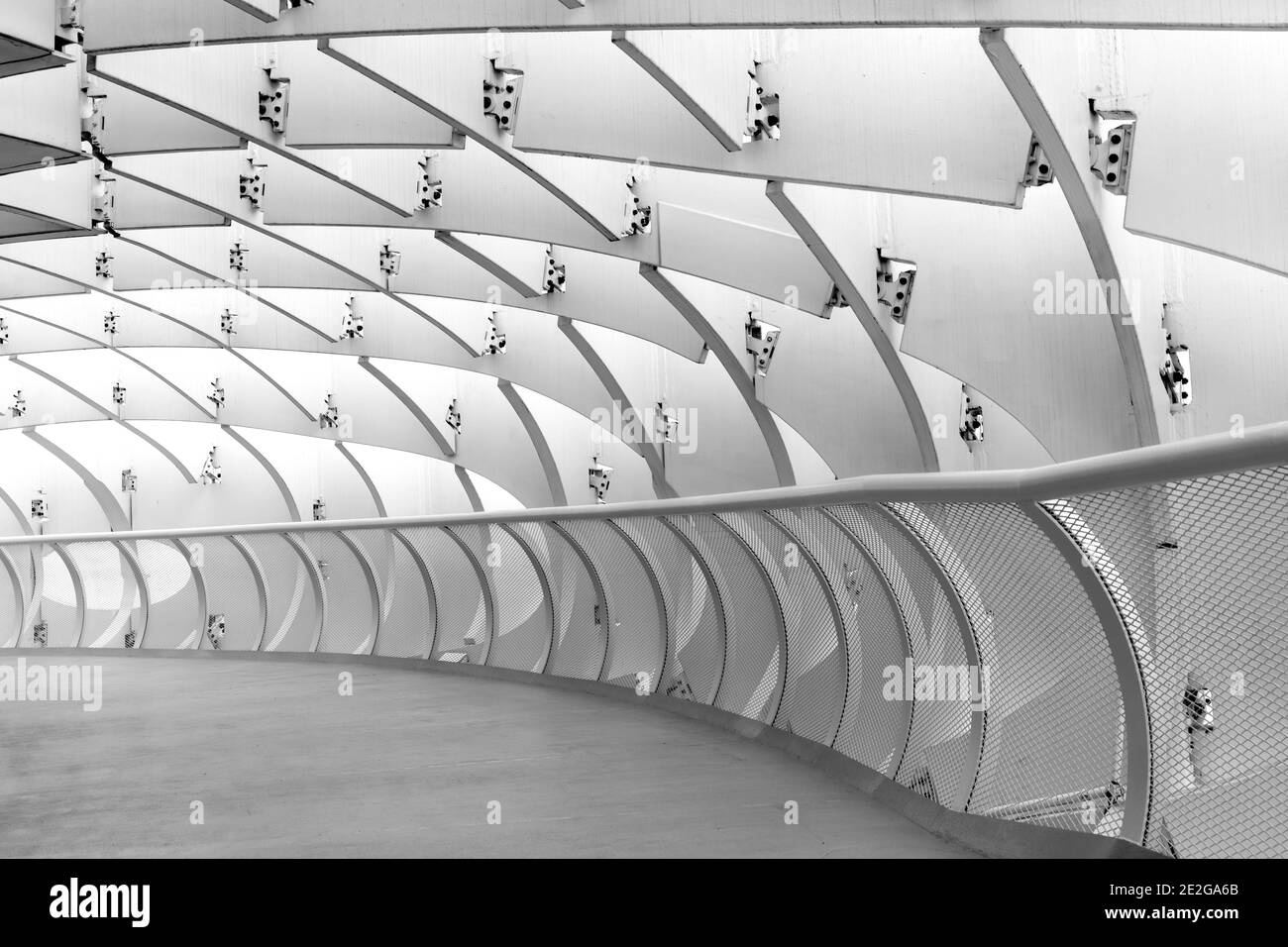 Seville, Spain - 10 January, 2021: detail view of the corridors and curved wooden structure of the Metropol Parasol in Seville Stock Photo