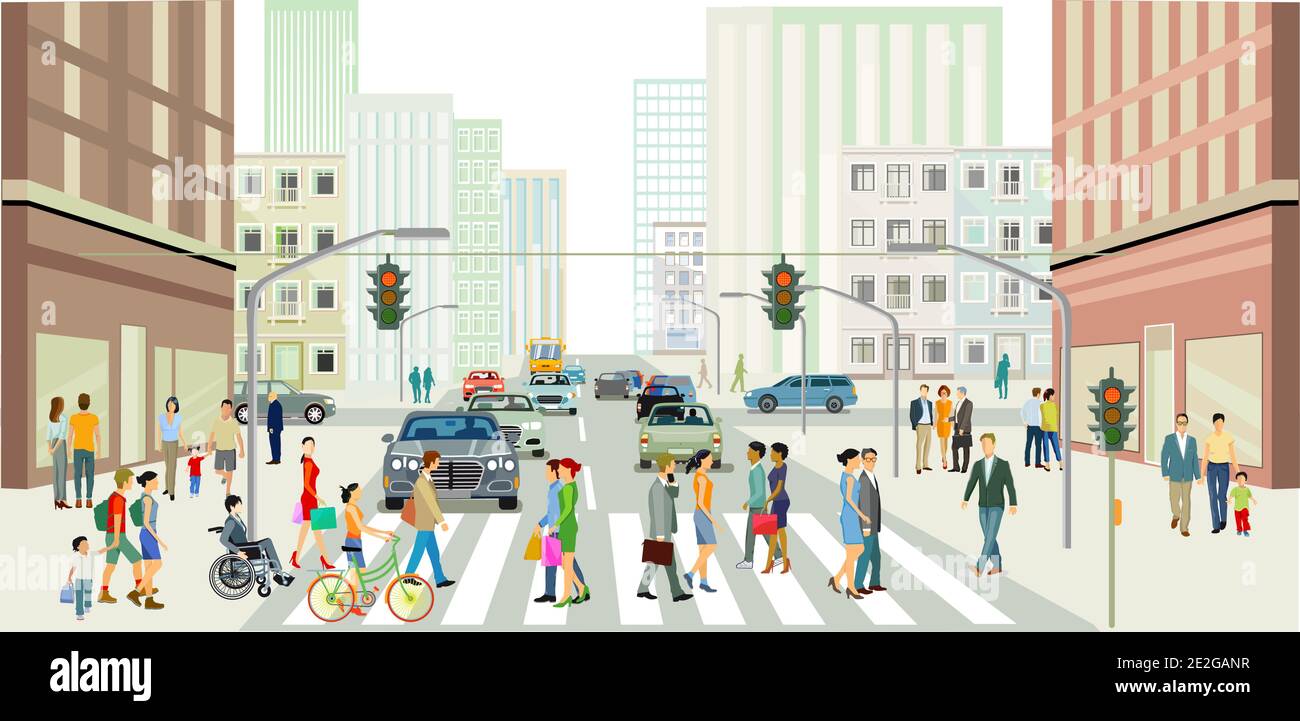 Streets in front of a big city illustration Stock Vector Image & Art - Alamy