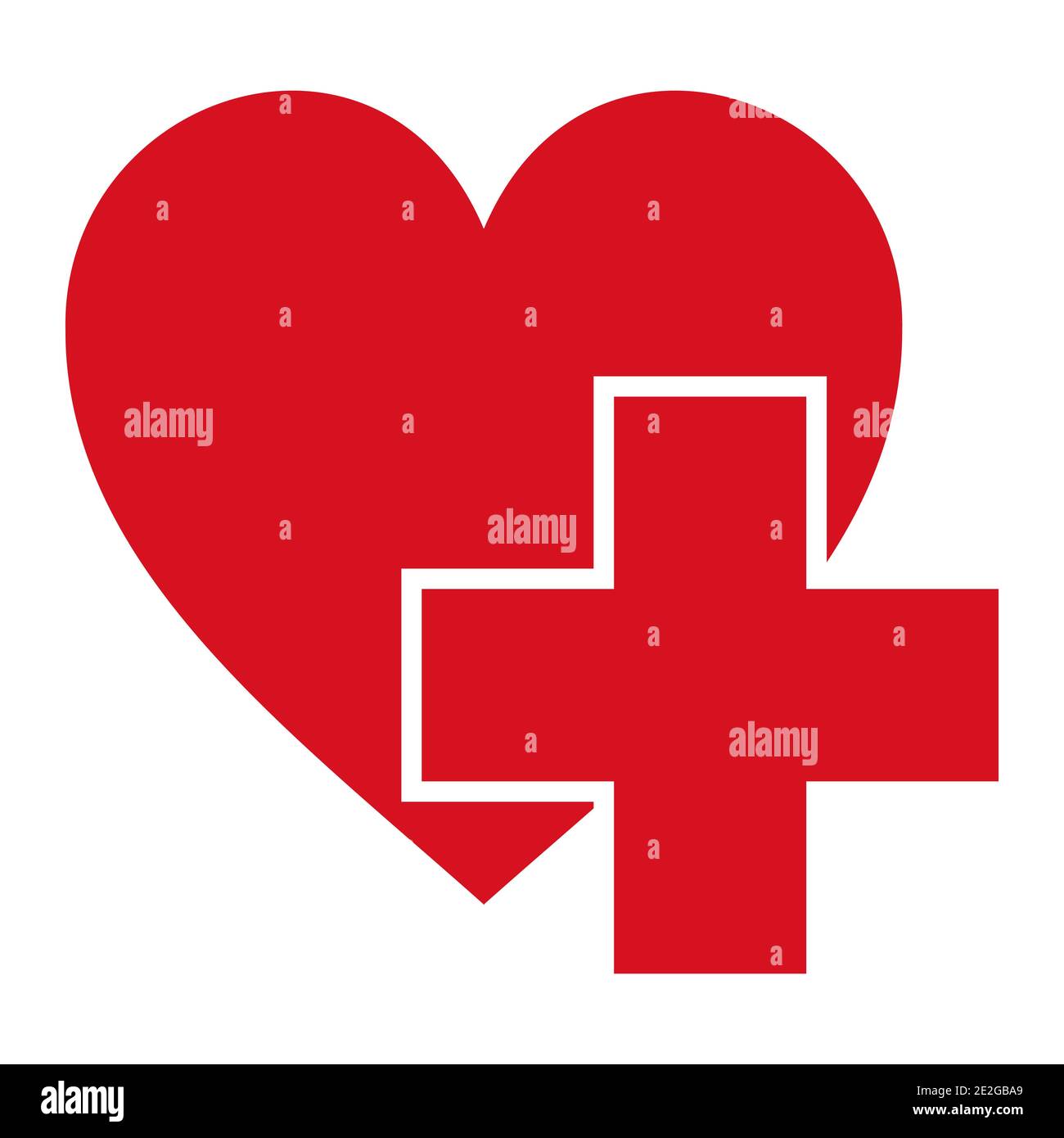 Sign symbol health logo hospital vector red cross and the heart icon is a symbol of health Stock Vector