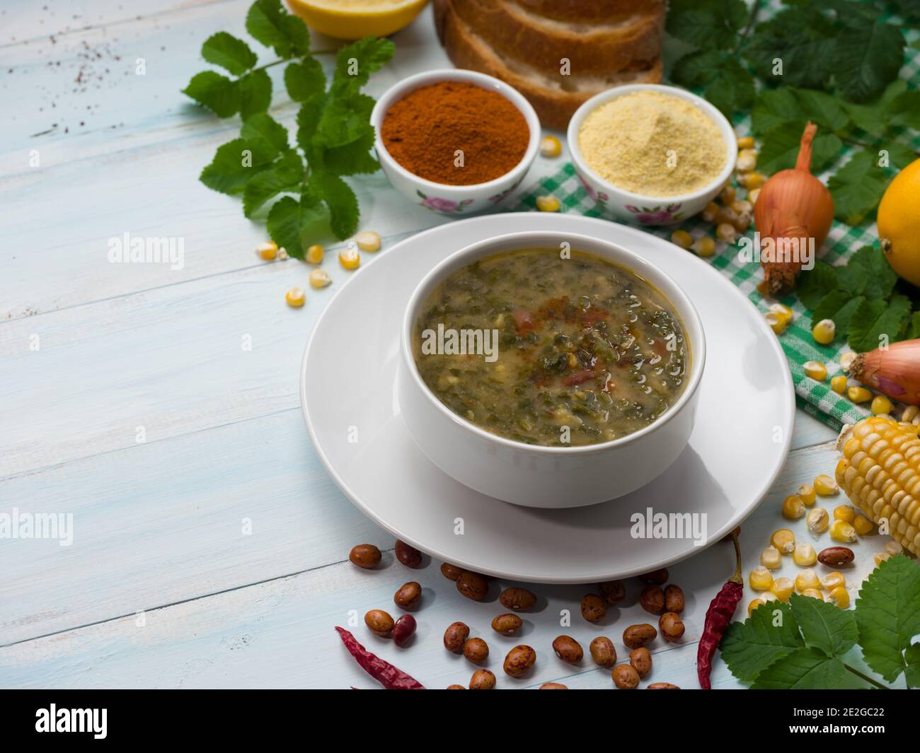 Black Sea Region Hemlok Soup, Turkish cuisine Stock Photo