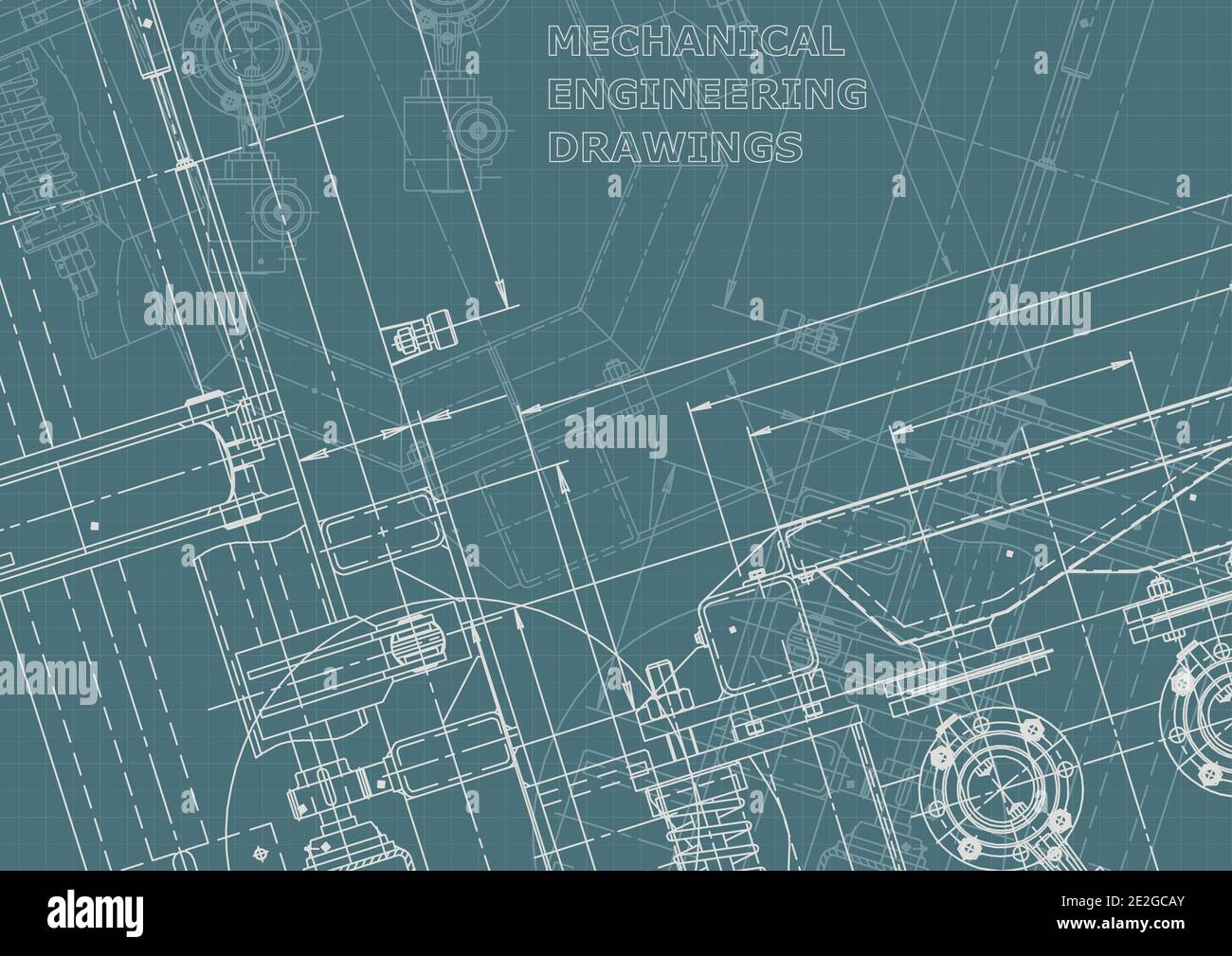 Vector engineering drawings. Mechanical instrument making. Technical background. Corporate Identity Stock Vector