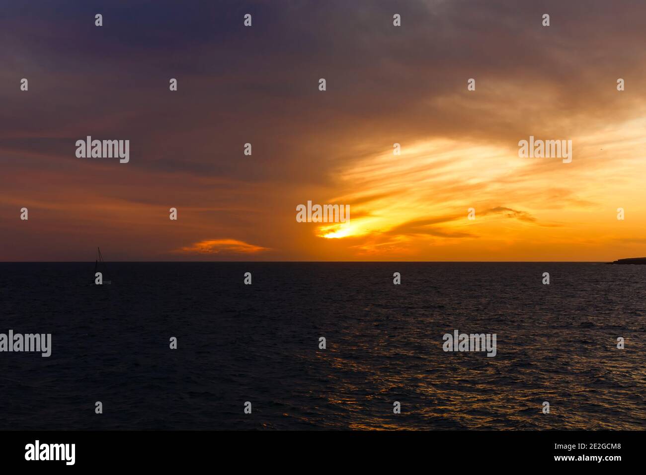 Sun Setting on the Atlantic Ocean in Tenerife Canary Island Spain Stock Photo