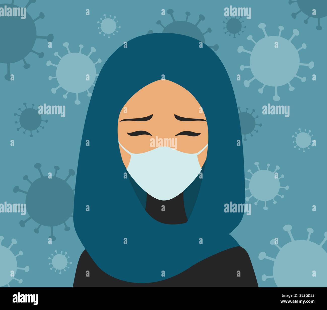 Portrait of an arab woman with a mask.  Stock Vector