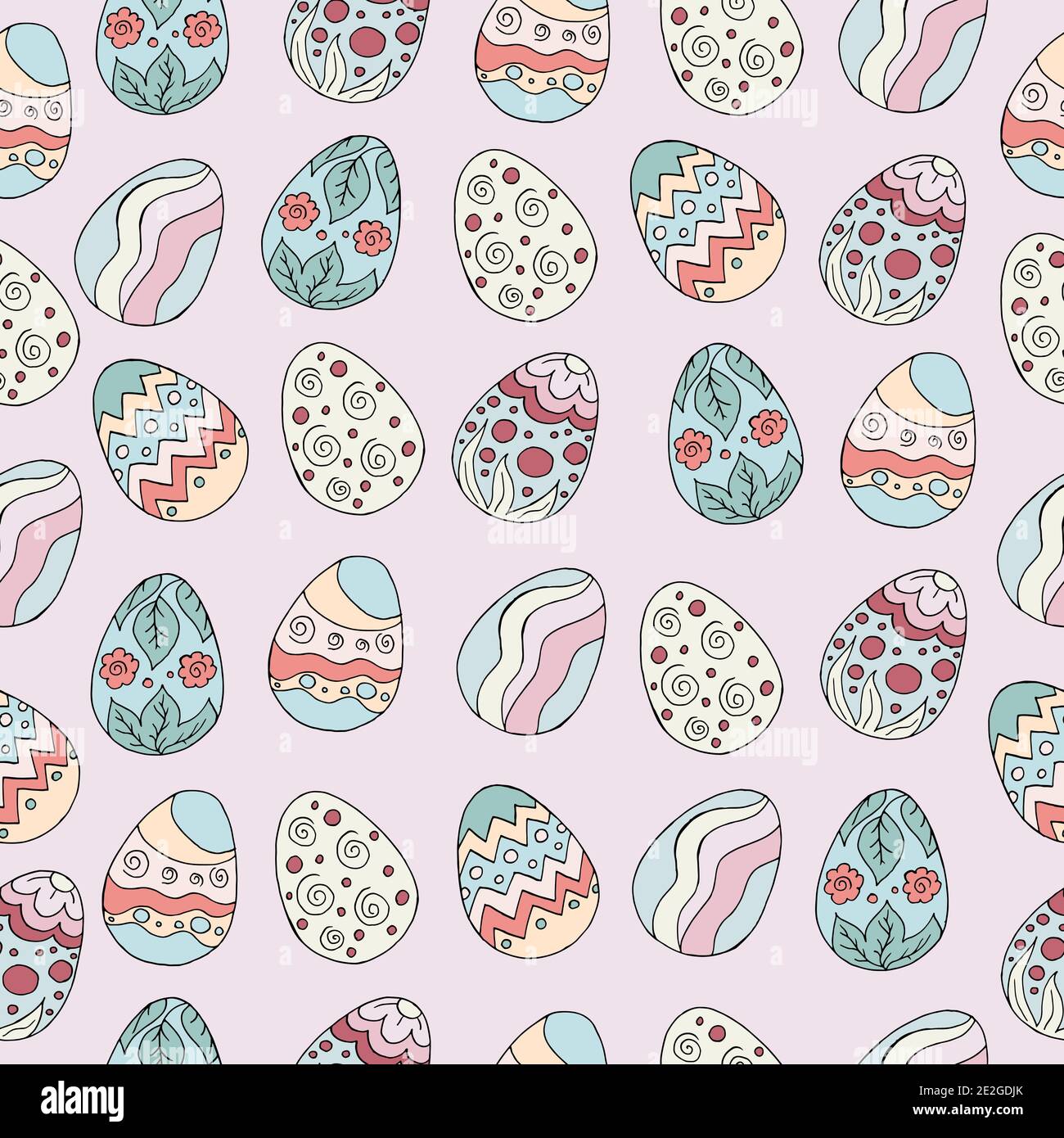 Festive textiles packaging. Seamless pattern, background. Easter illustration. Happy Easter. Hand drawing, eggs. Pastel palette Stock Vector