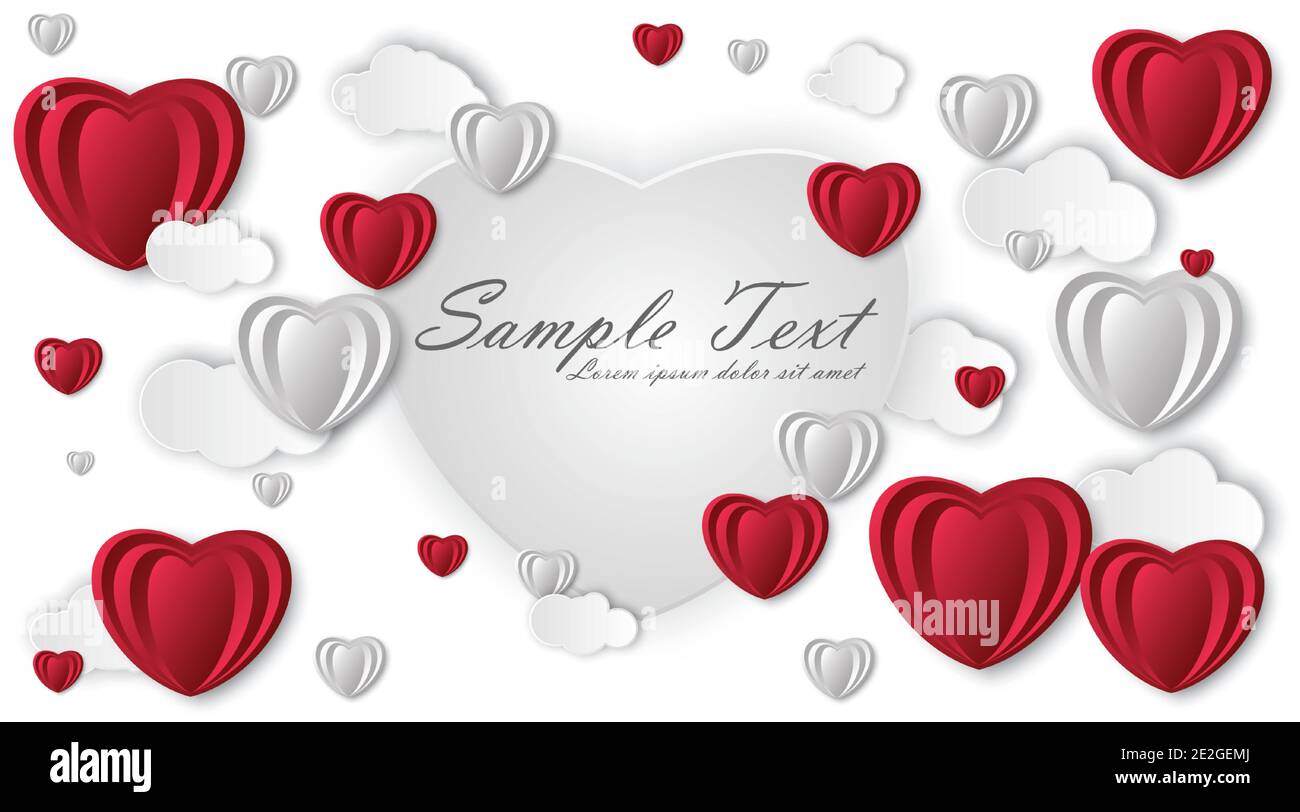 Happy Valentines day backdrop. Paper art, love and marriage. Red and ...