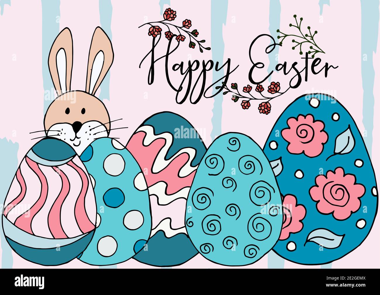 Easter bunny. Easter illustration. Holiday card, wrapping, background. Happy Easter Stock Vector