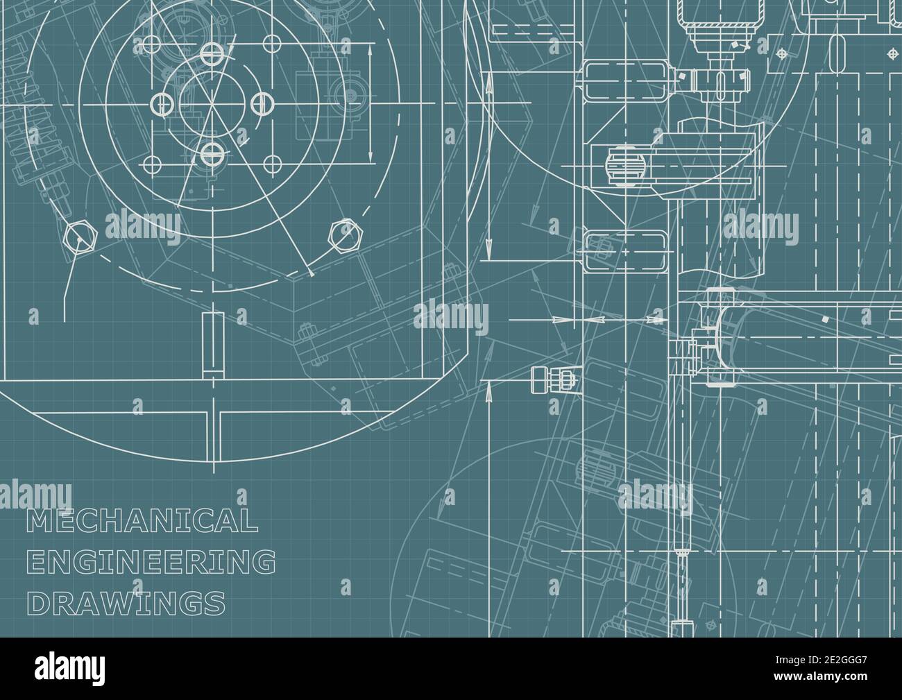 Vector engineering illustration. Instrument-making drawings. Corporate Identity. Computer aided design system Stock Vector