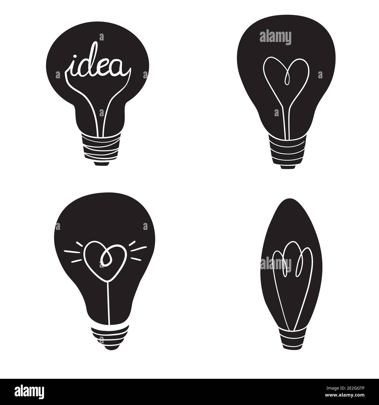 Set of vector light bulb icons. Illustration isolated on white background. Stock Vector