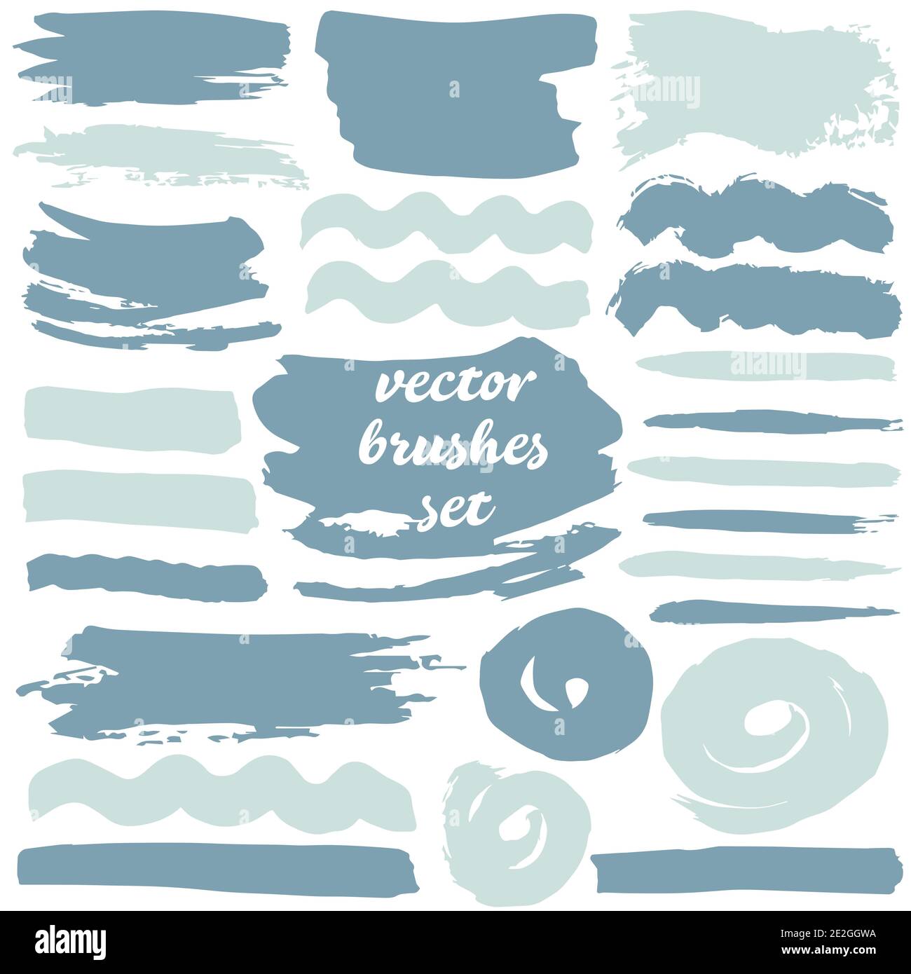 Large set of two-color strokes, brushes, dots, inks, strokes and lines ...