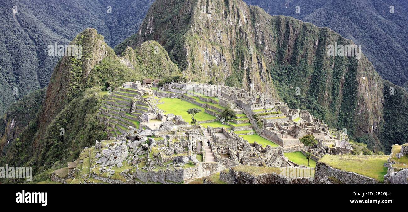 Ruins of the Inca City of Machu Picchu in the Andes mountain range ...