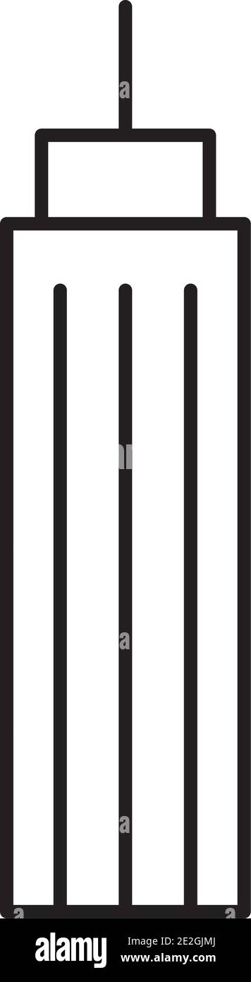 skyscraper building icon over white background, line style, vector ...