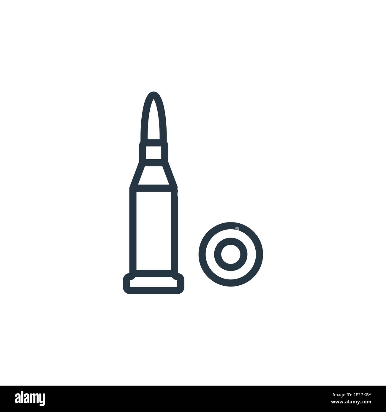 Two bullets outline vector icon. Thin line black two bullets icon, flat vector simple element illustration from editable army concept isolated on whit Stock Vector