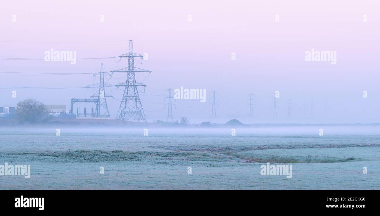 London Array onshore substation on Graveney marshes, Kent. Stock Photo